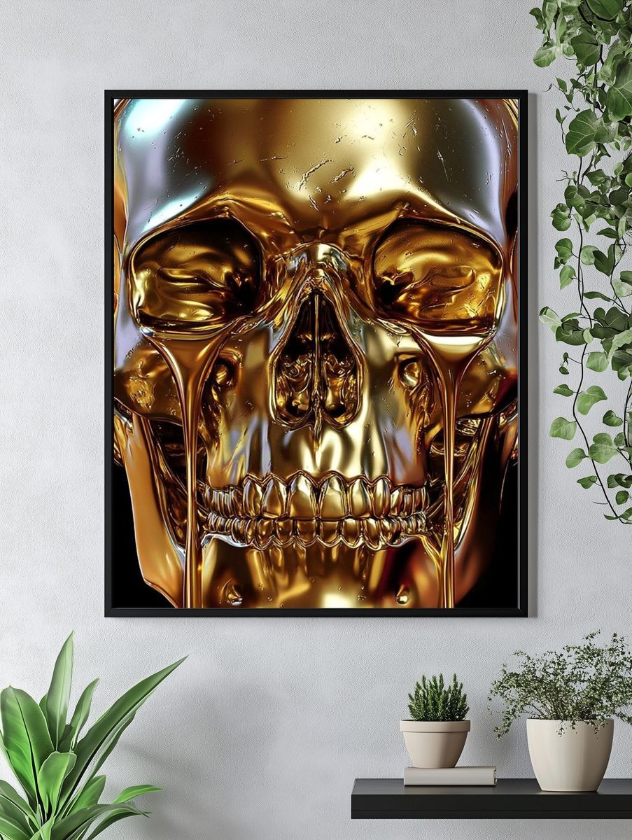 Golden Skull Surrealism Poster. — room view 4