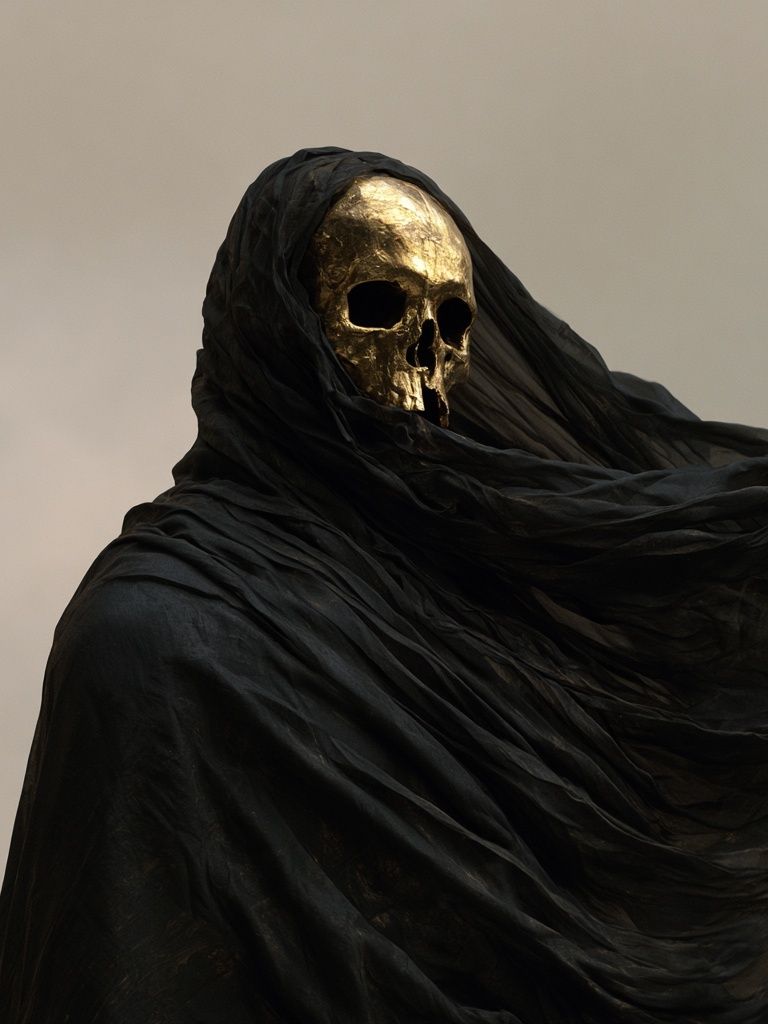Golden Skull Dark Art Print. poster detail