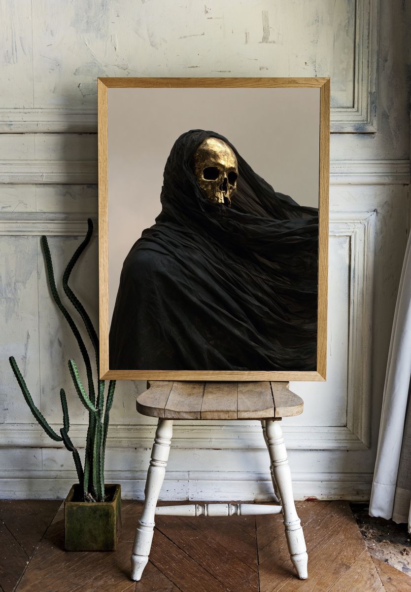 Golden Skull Dark Art Print. — room view 1