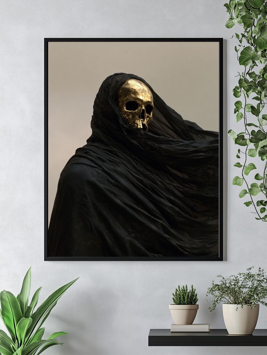 Golden Skull Dark Art Print. — room view 4