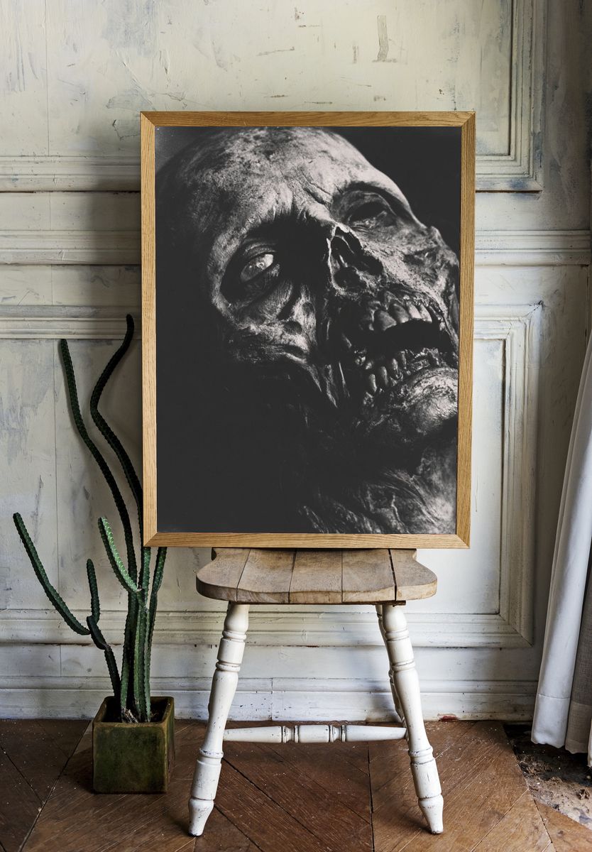 Gothic Skull Portrait Print. room preview