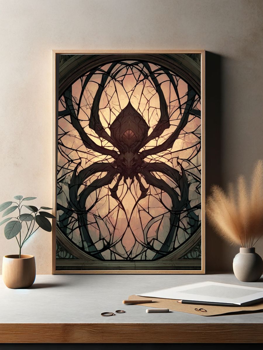 Gothic Spider Stained Glass Poster. — room view 2