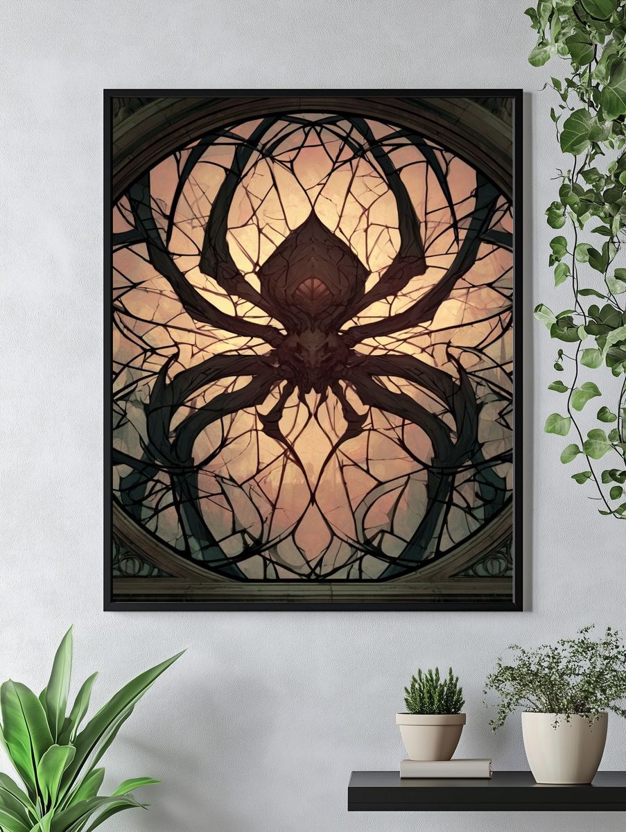 Gothic Spider Stained Glass Poster. — room view 4