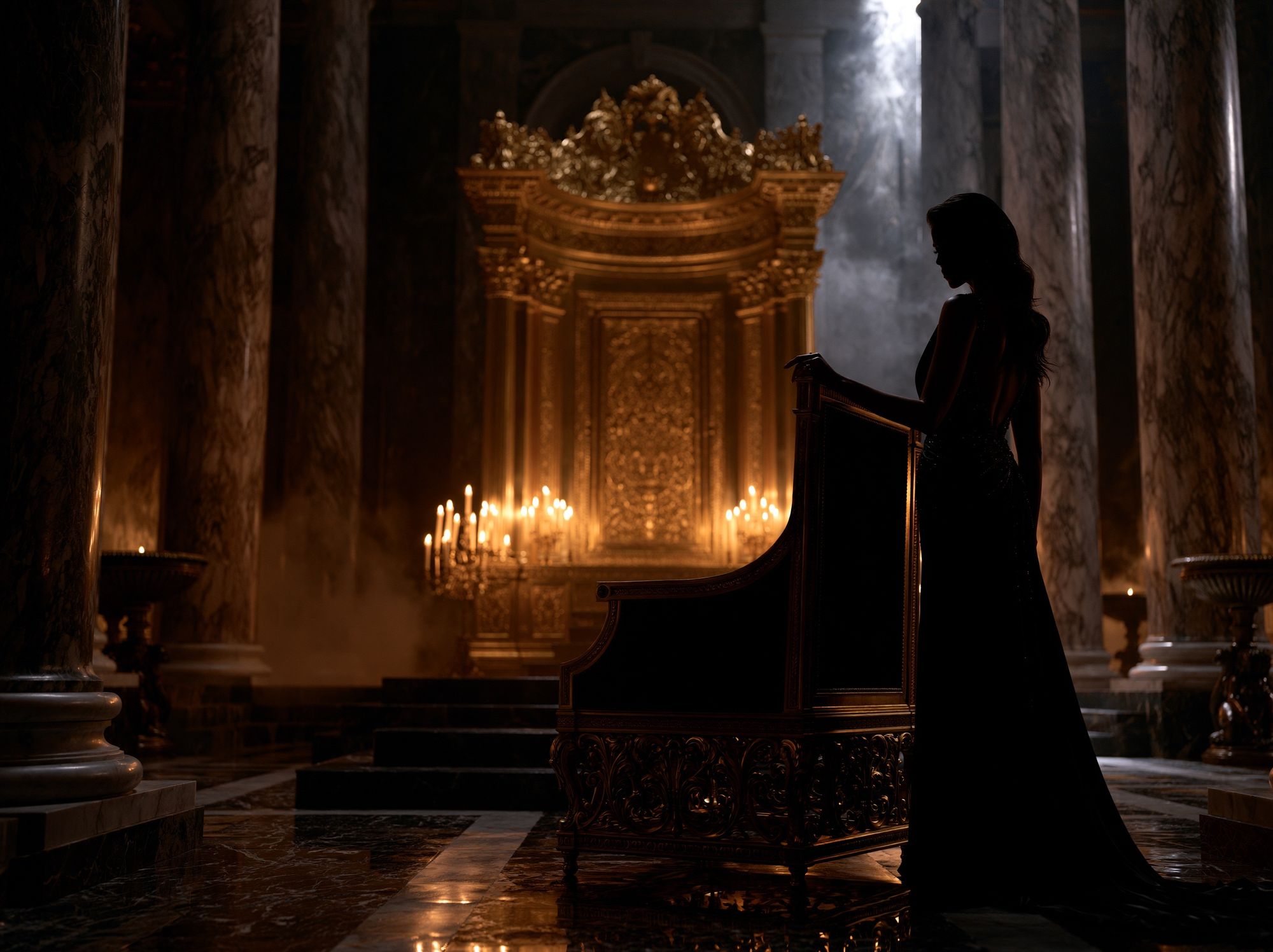 Gothic Throne Hall Silhouette Poster. poster detail
