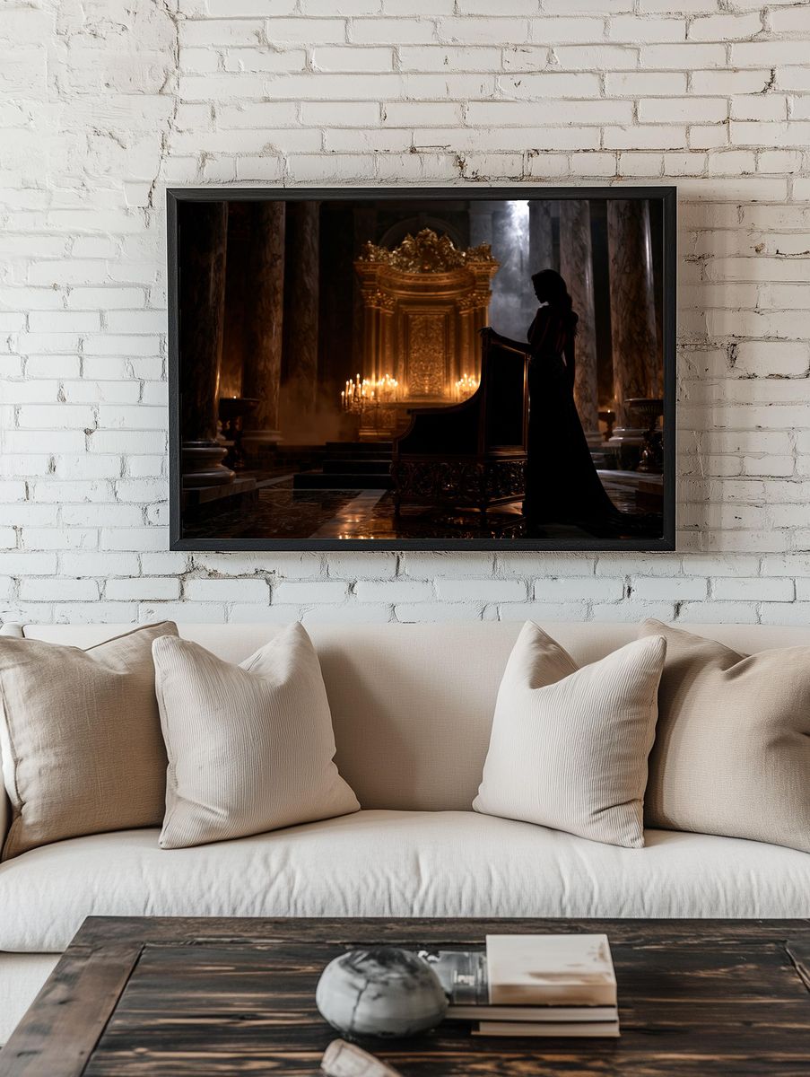 Gothic Throne Hall Silhouette Poster. room preview