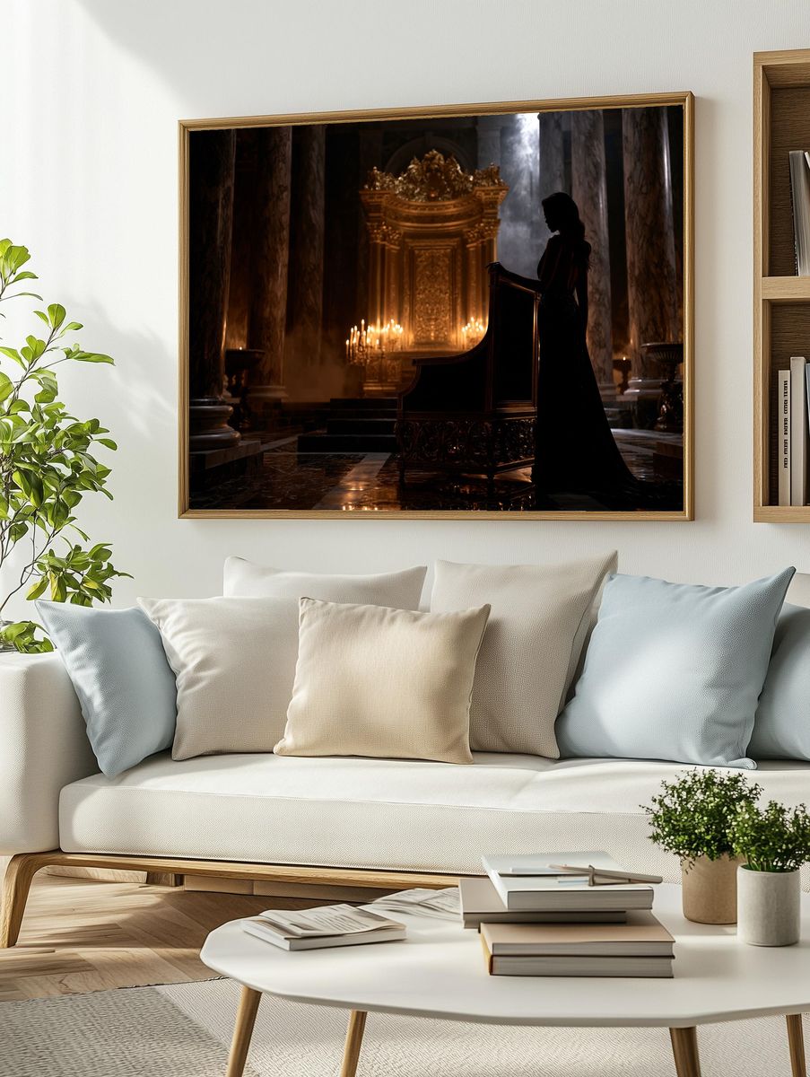 Gothic Throne Hall Silhouette Poster. — room view 2