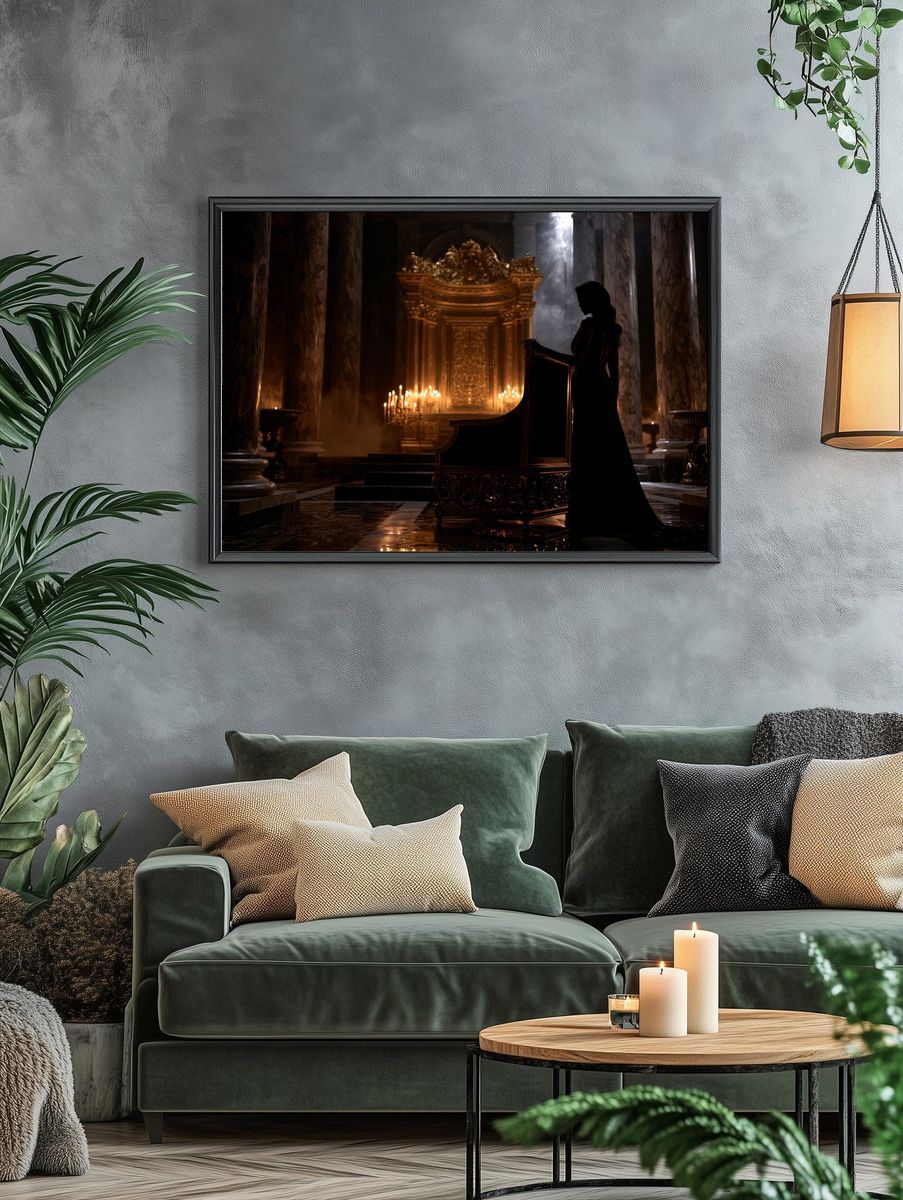 Gothic Throne Hall Silhouette Poster. — room view 4