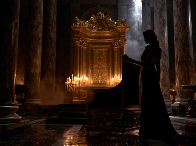 Gothic Throne Hall Silhouette Poster.