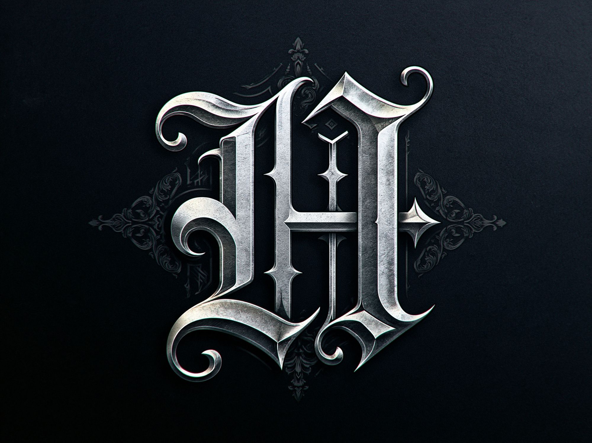 Gothic Monogram Typography Poster. poster — typography art