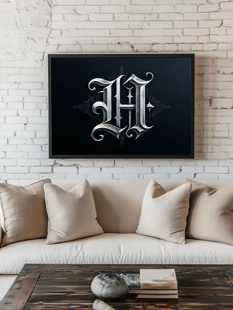 Gothic Monogram Typography Poster. room preview