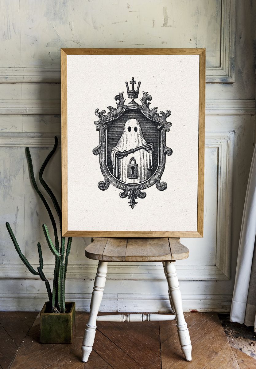 Ghostly Guardian — Vintage Print. — room view 1