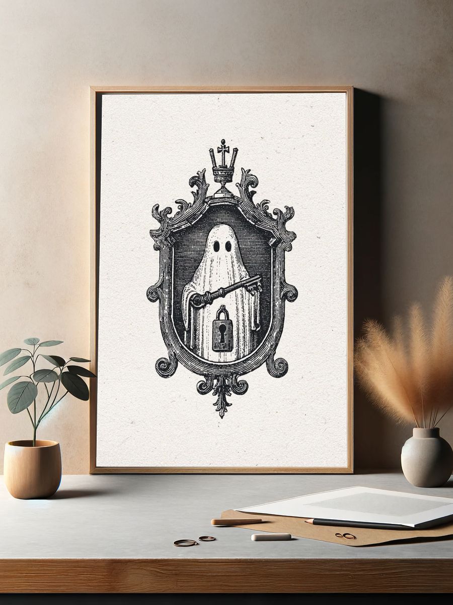 Ghostly Guardian — Vintage Print. — room view 2