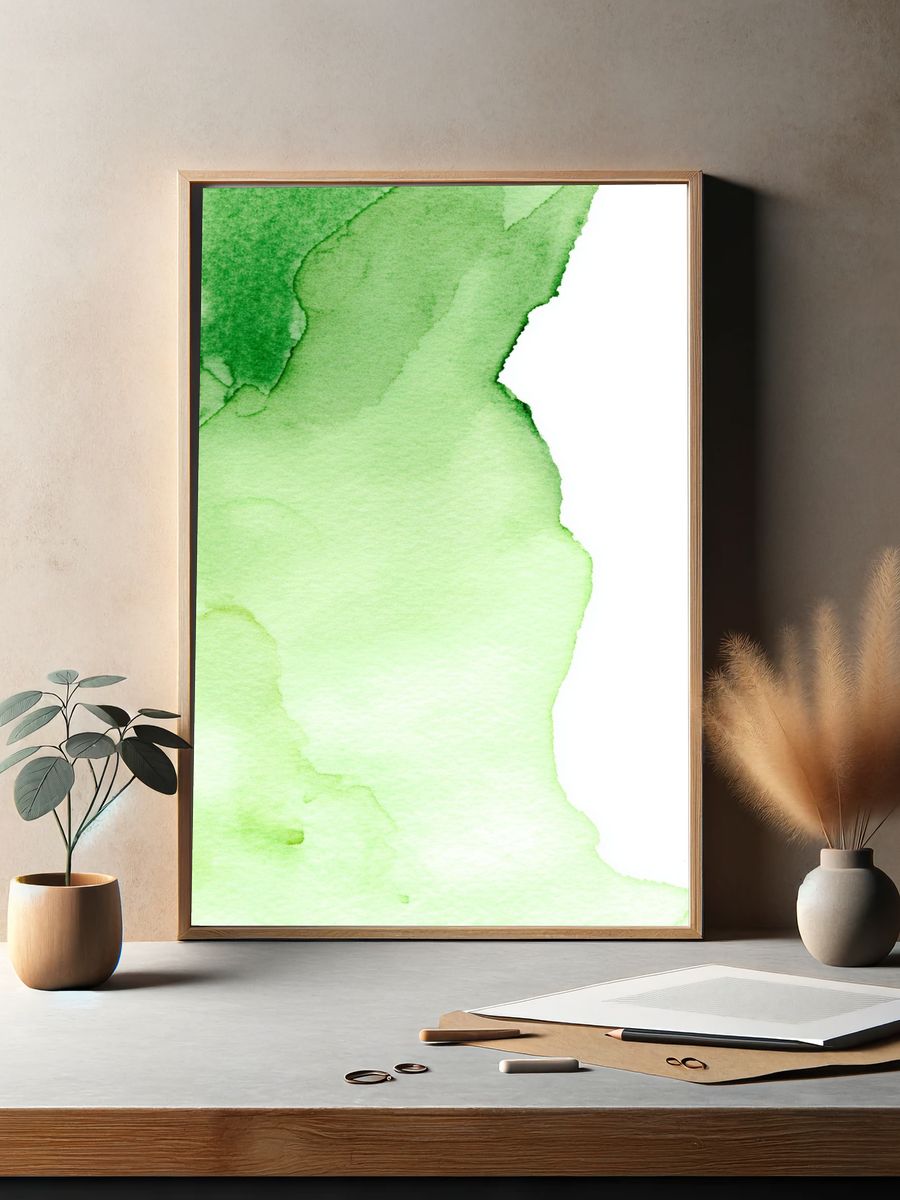 Green Watercolor Abstract Poster. — room view 2