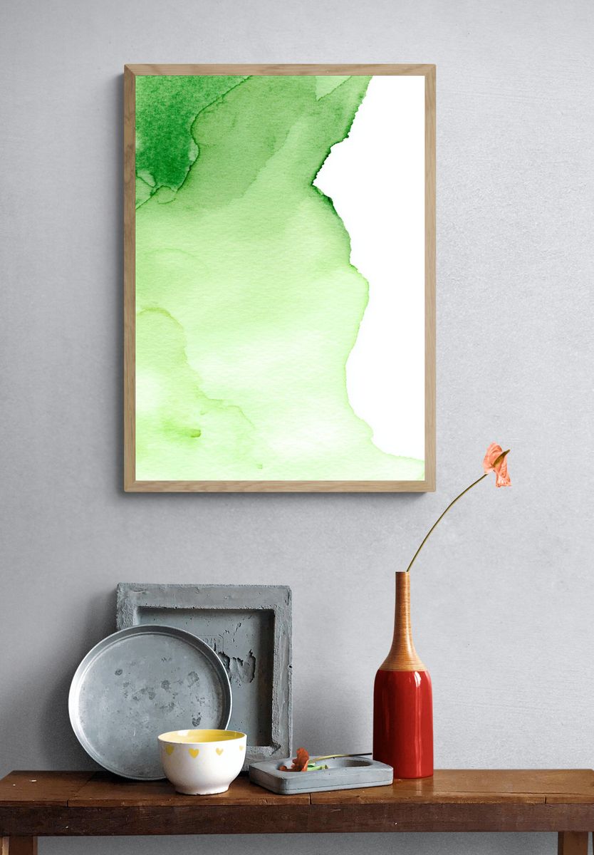 Green Watercolor Abstract Poster. — room view 3