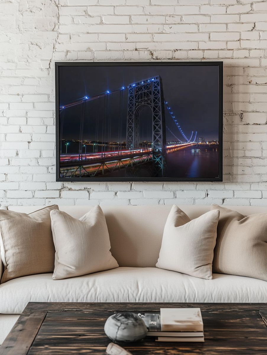 George Washington Bridge — Night Photography Print. — room view 1