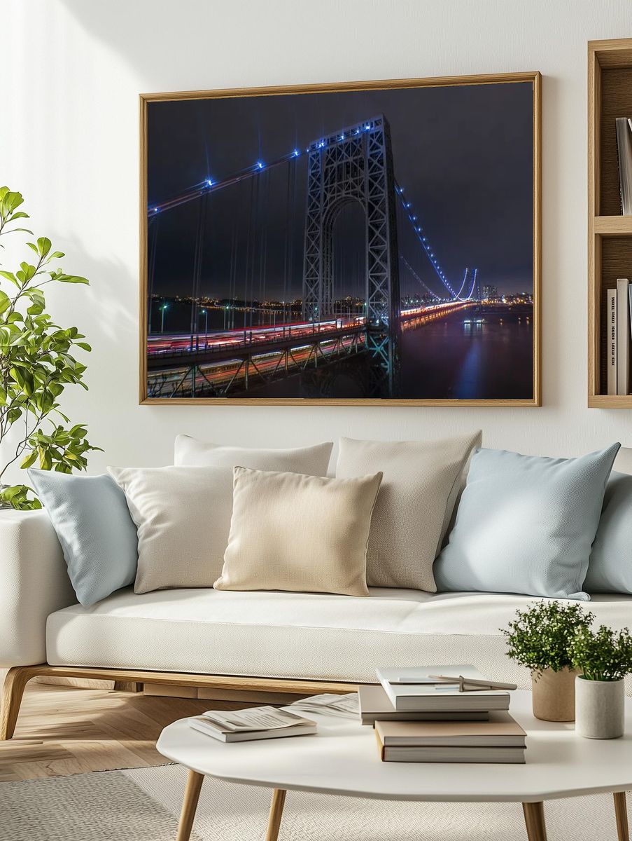 George Washington Bridge — Night Photography Print. — room view 2
