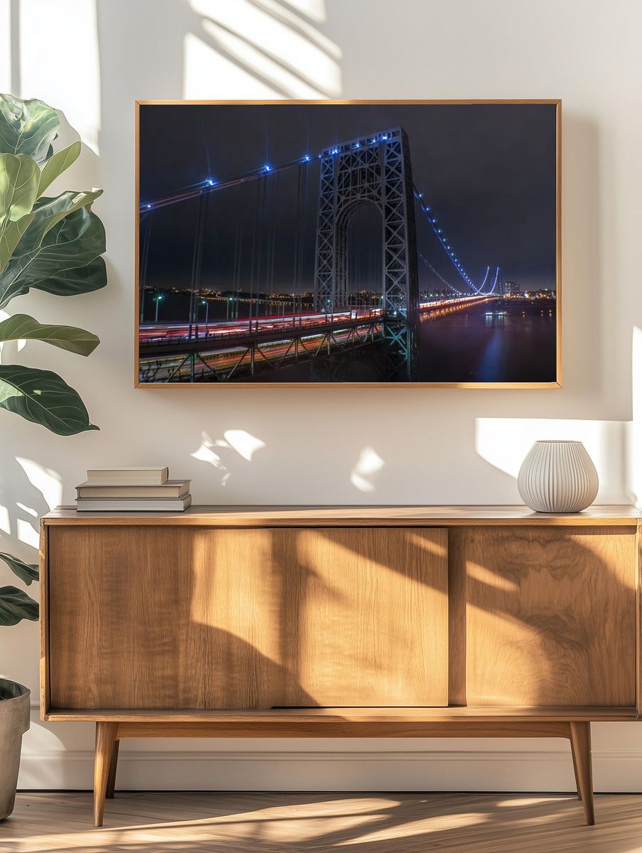 George Washington Bridge — Night Photography Print. — room view 3