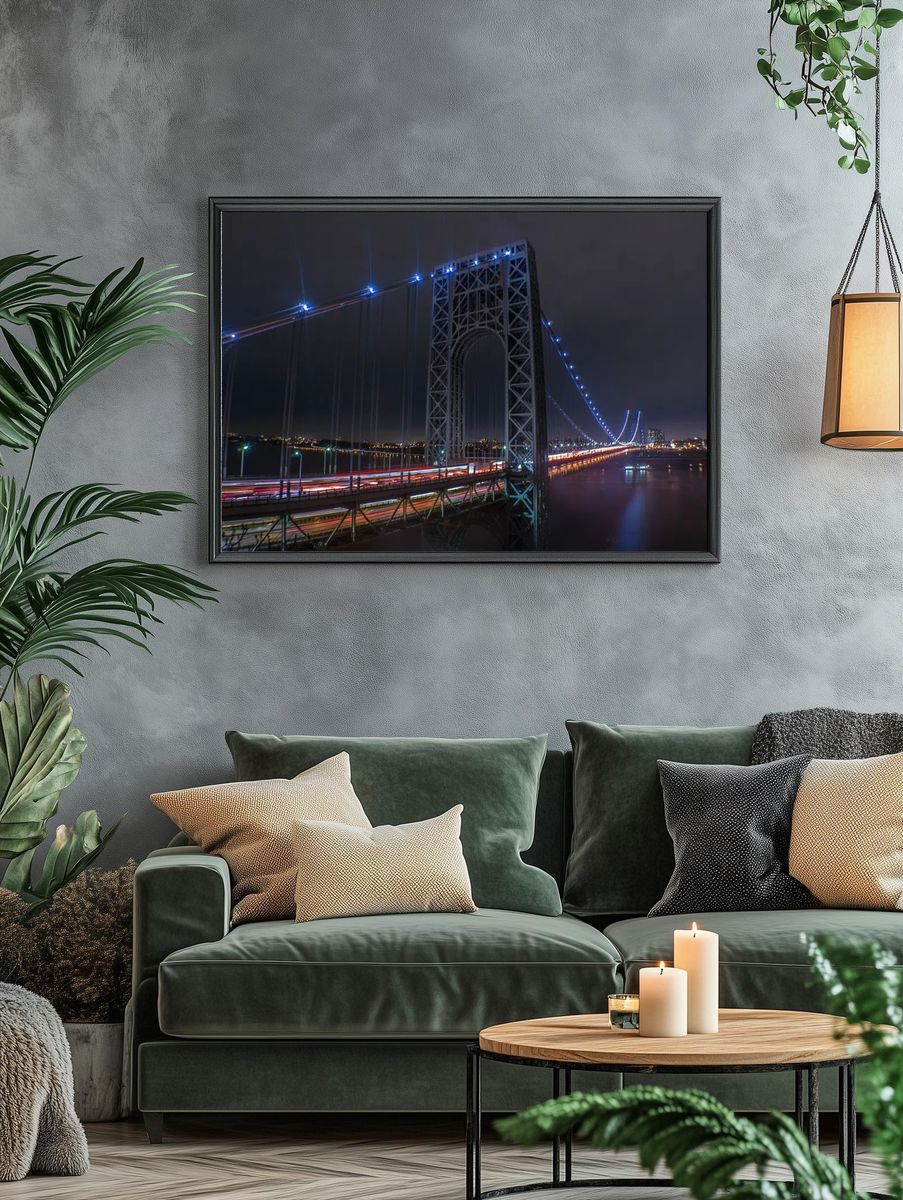 George Washington Bridge — Night Photography Print. — room view 4