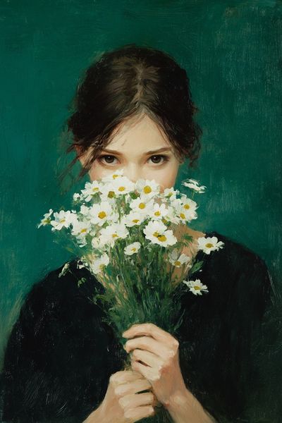 Girl with Daisies — Fine Art Print. poster