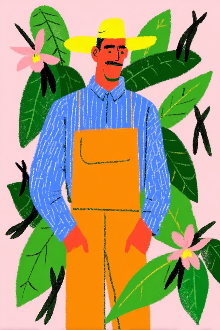 Gardener with Flowers — Illustration Print. poster — illustration art