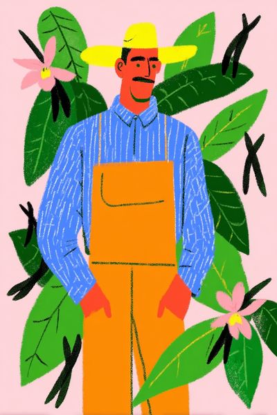 Gardener with Flowers — Illustration Print. poster