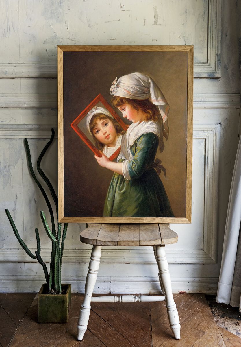 Girl with Mirror — Fine Art Print. — room view 1