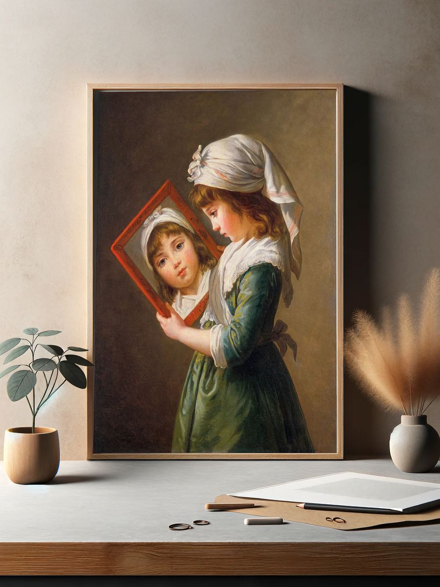 Girl with Mirror — Fine Art Print. — room view 2