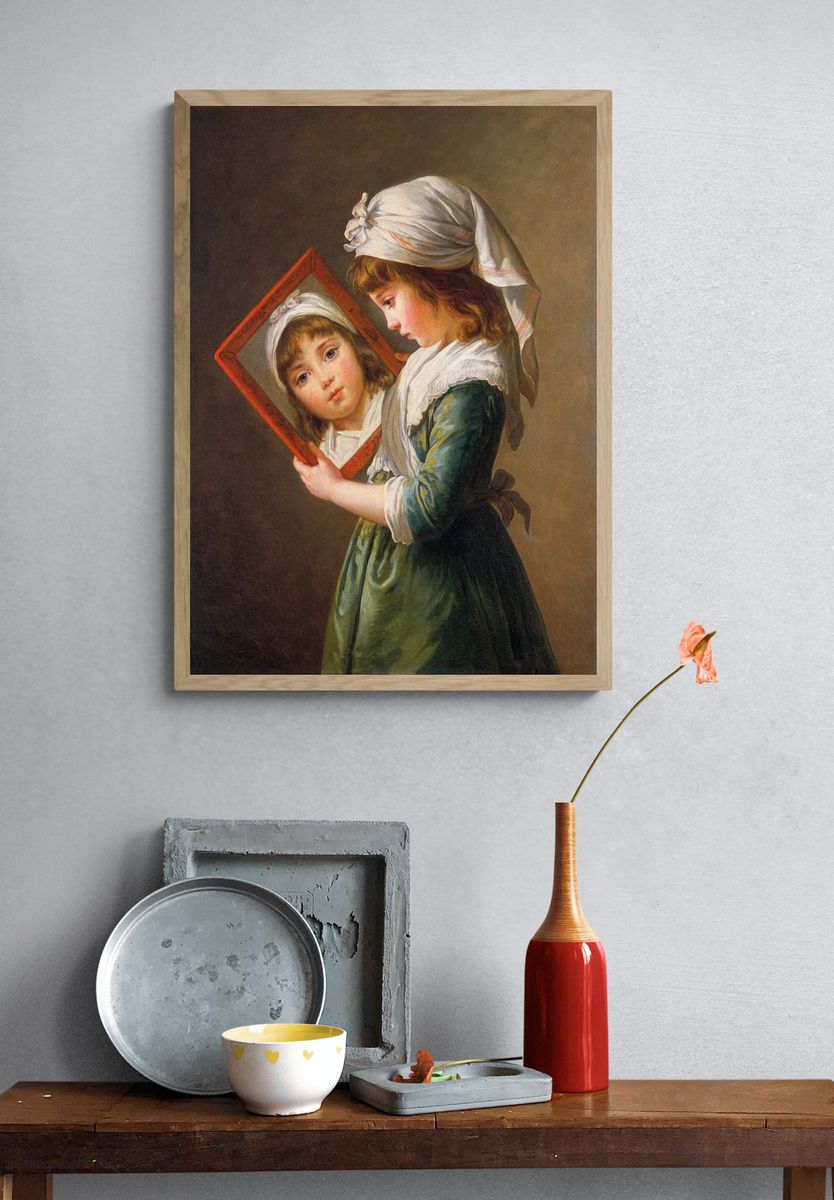 Girl with Mirror — Fine Art Print. — room view 3
