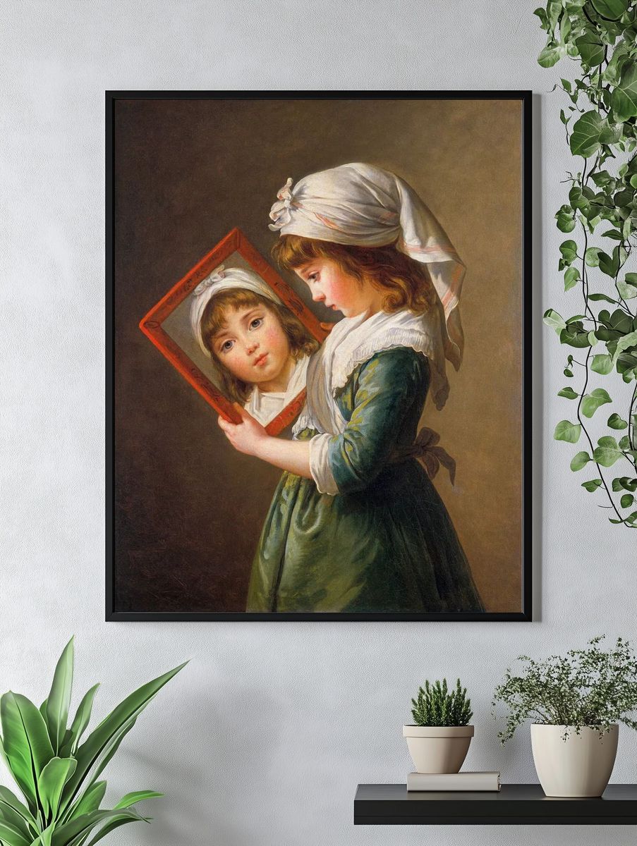 Girl with Mirror — Fine Art Print. — room view 4