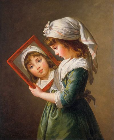 Girl with Mirror — Fine Art Print. poster print