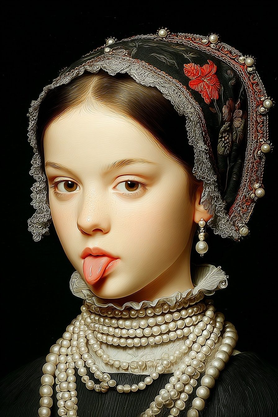 Girl with Pearls — Fine Art Print. poster — fine-art art
