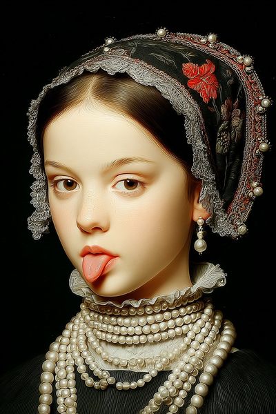 Girl with Pearls — Fine Art Print. poster