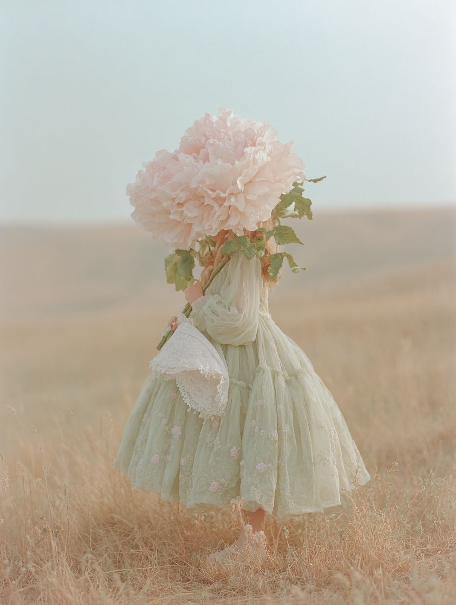 Girl with Peony — Fine Art Print. poster — fine-art art