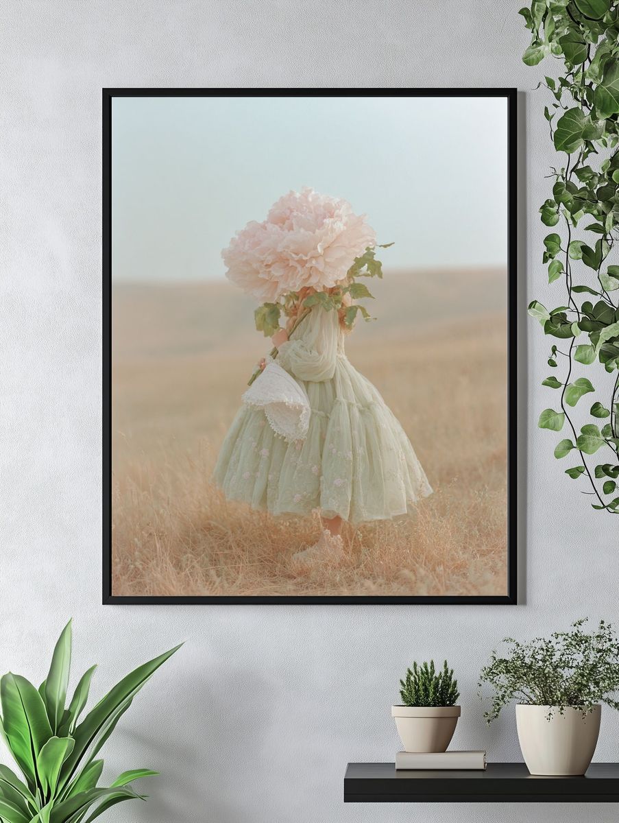Girl with Peony — Fine Art Print. — room view 4