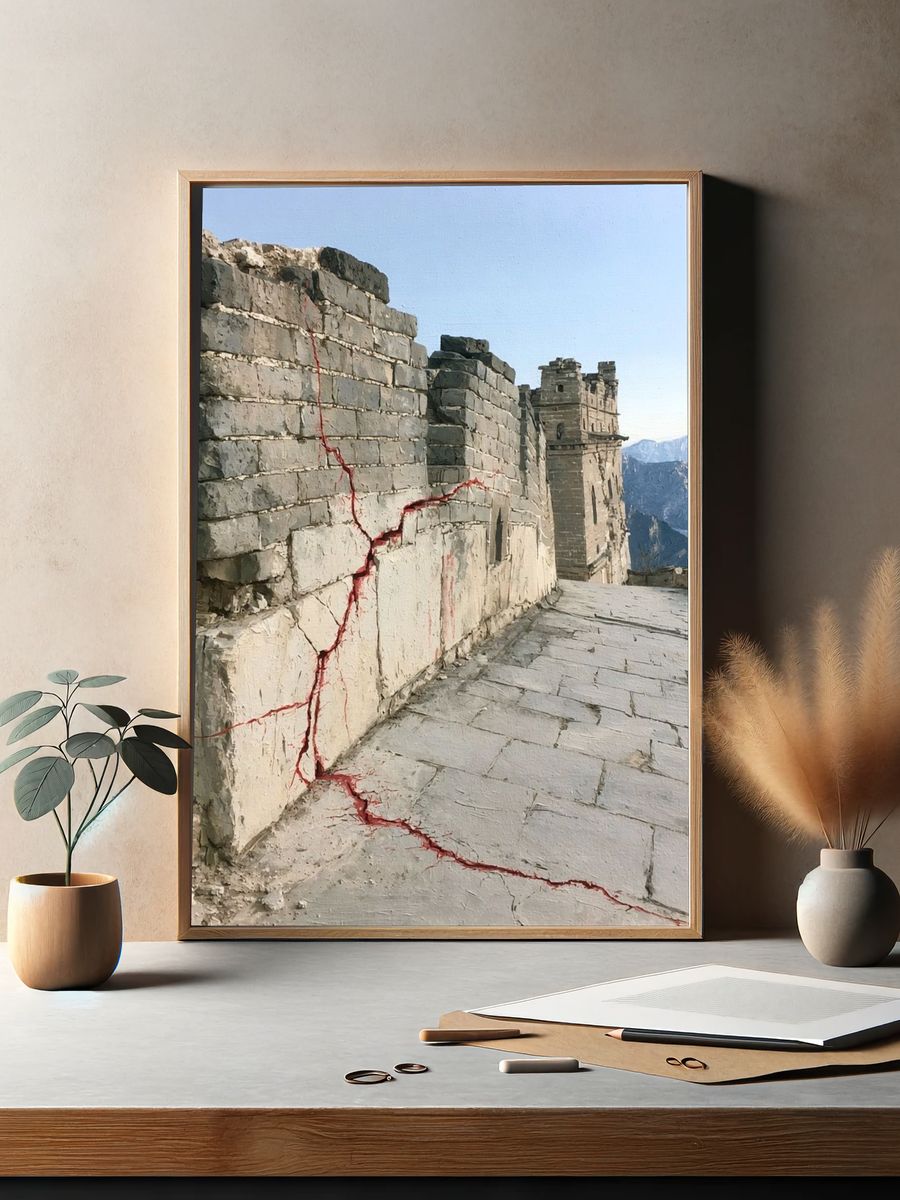 Great Wall Cracks Photography Poster. — room view 2