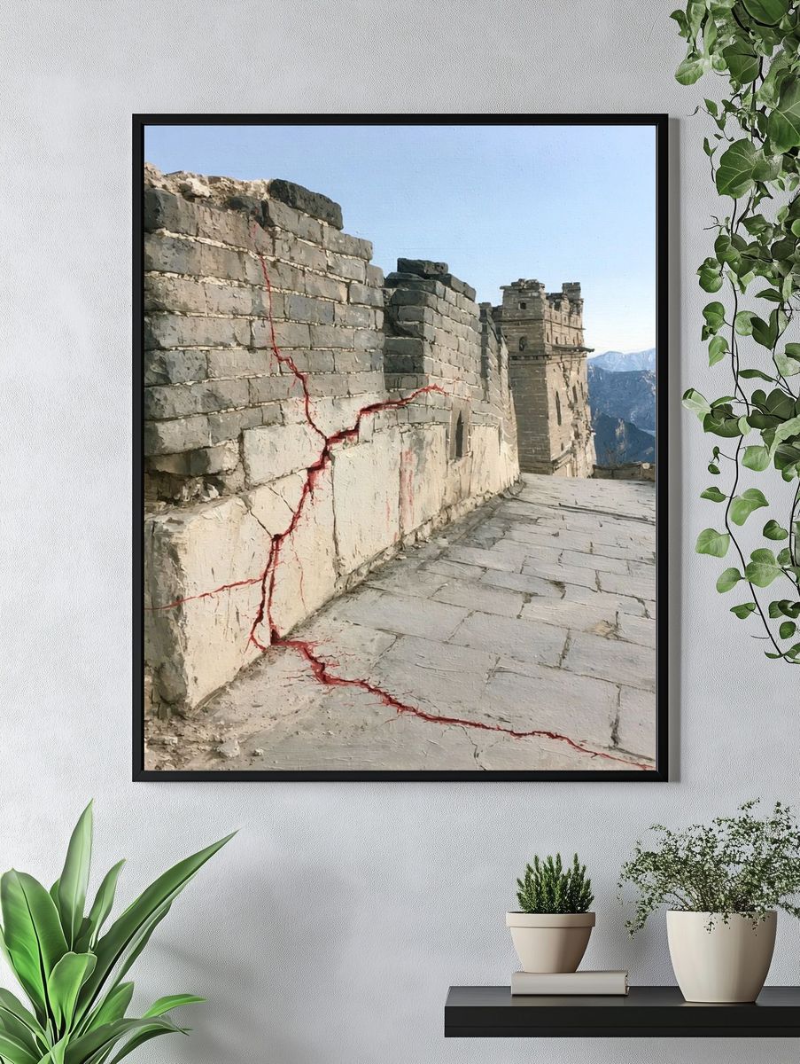 Great Wall Cracks Photography Poster. — room view 4