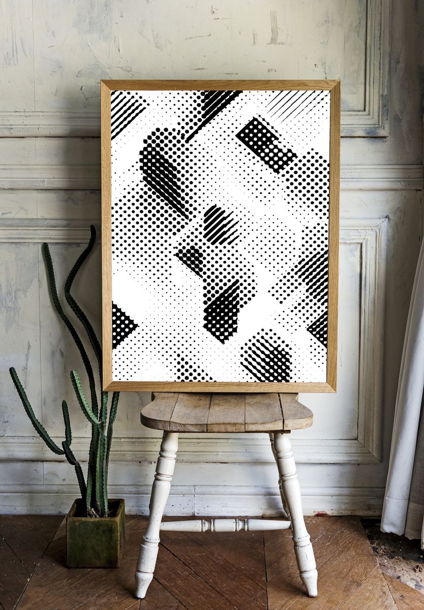 Geometric Black-White Poster. — room view 1
