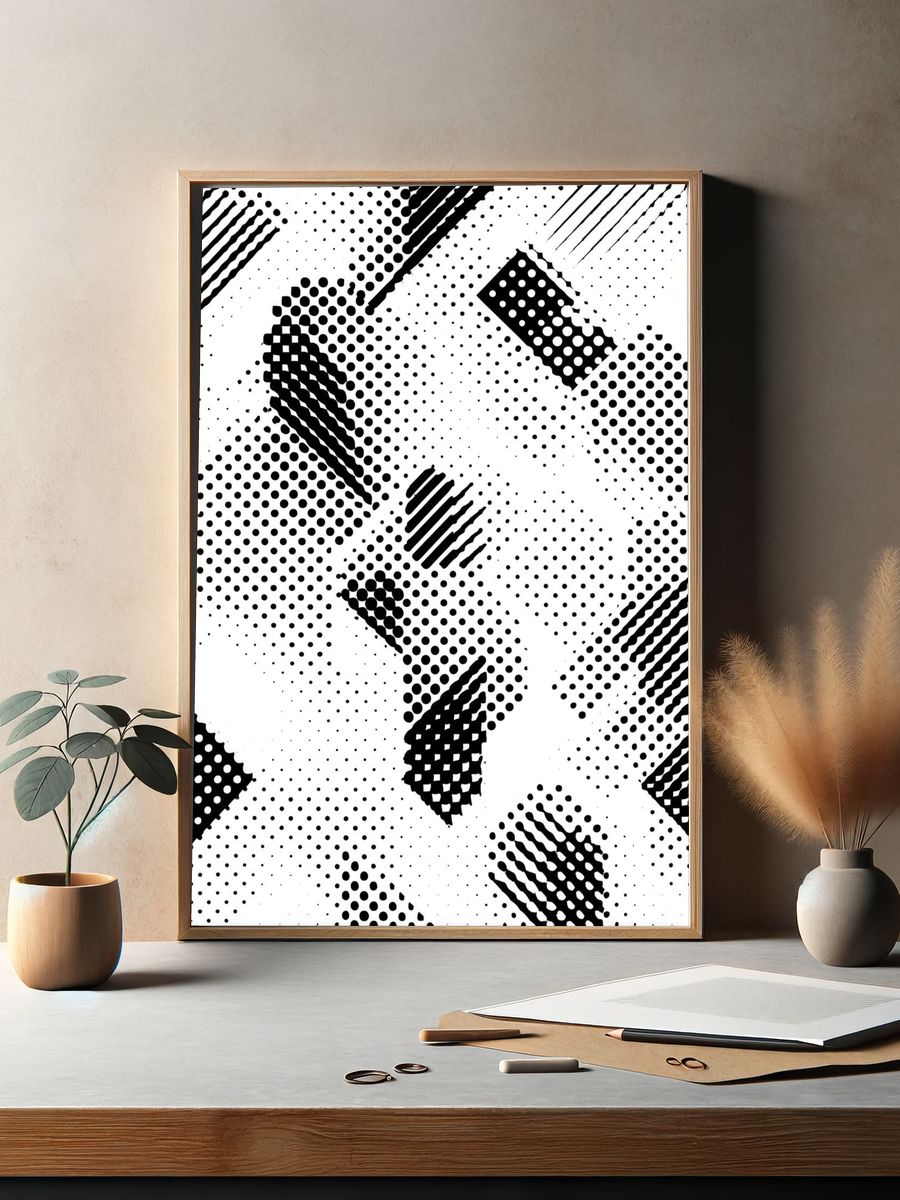Geometric Black-White Poster. — room view 2