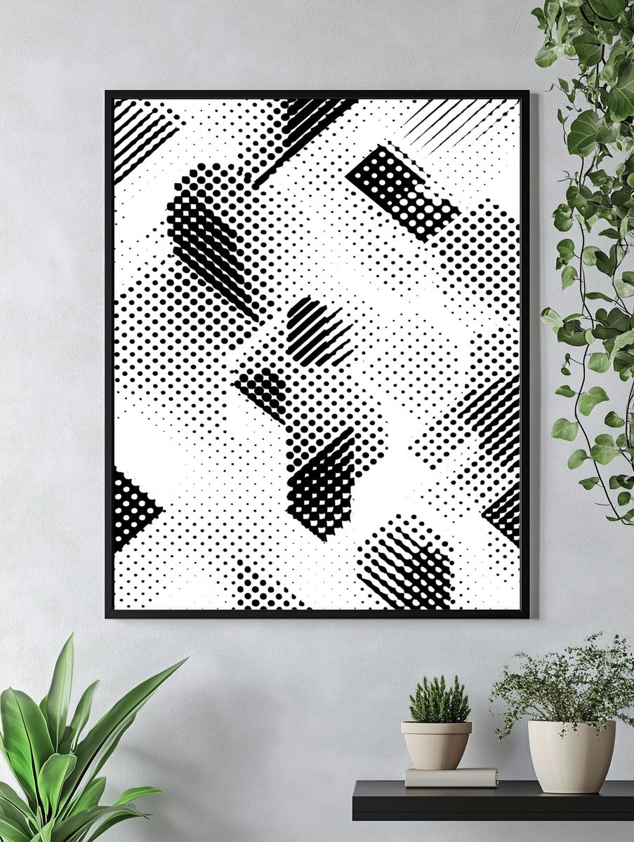 Geometric Black-White Poster. — room view 4