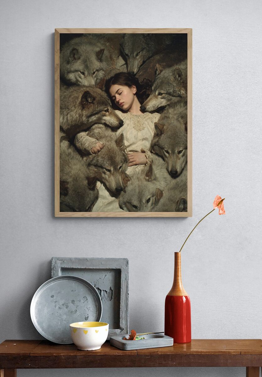 Girl with Wolves — Fine Art Print. — room view 3