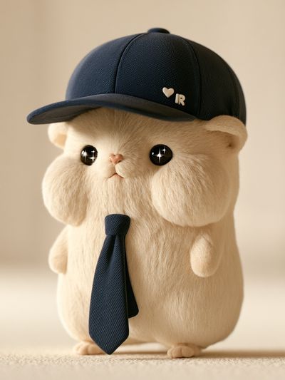 Cute Hamster in Cap Illustration Poster. poster