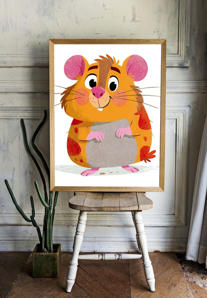 Cute Hamster Illustration Poster. room preview