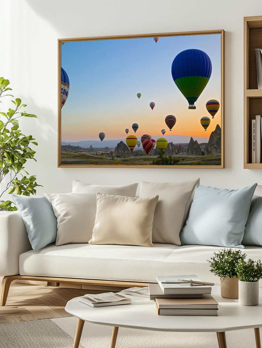 Colorful Hot Air Balloons at Sunrise Poster. — room view 2