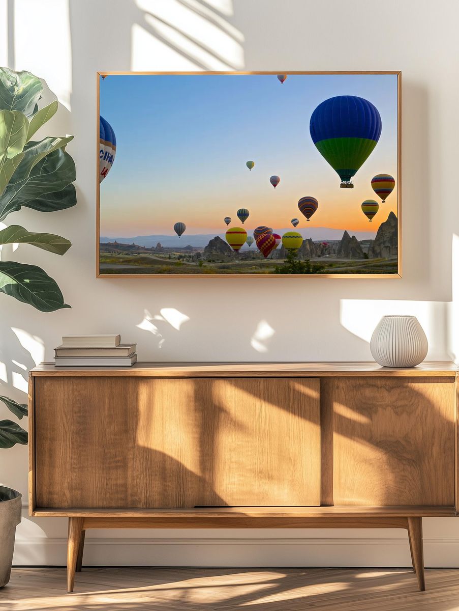 Colorful Hot Air Balloons at Sunrise Poster. — room view 3