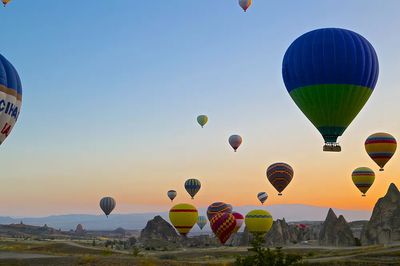 Colorful Hot Air Balloons at Sunrise Poster. poster