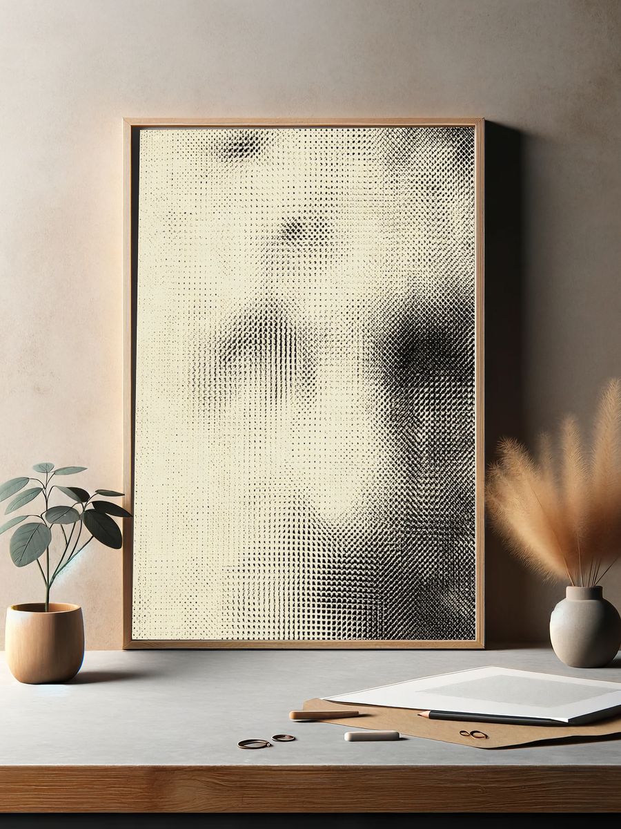 Halftone Texture Abstract Poster. — room view 2