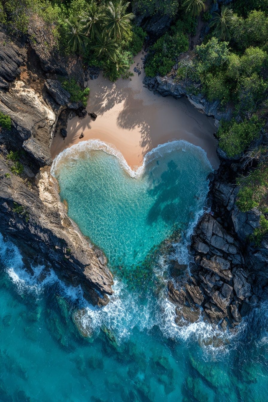 Heart-Shaped Beach — Nature Print. poster detail