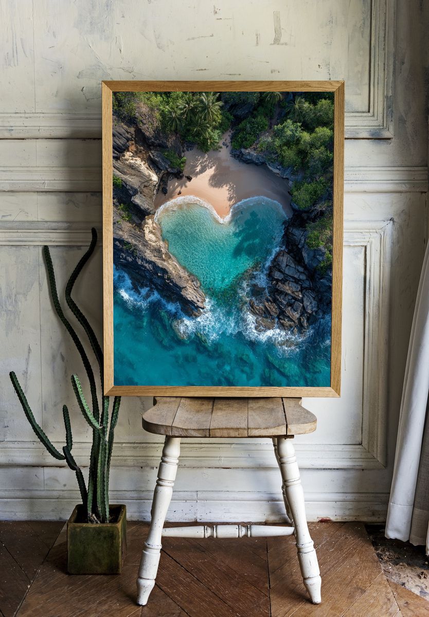 Heart-Shaped Beach — Nature Print room preview