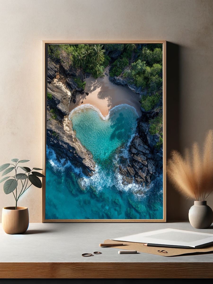 Heart-Shaped Beach — Nature Print. — room view 2