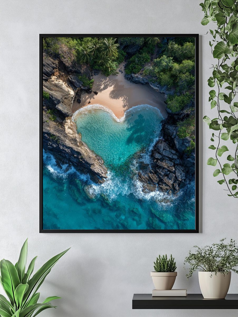 Heart-Shaped Beach — Nature Print. — room view 4